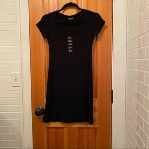 Reformation mini dress with hook front clasps